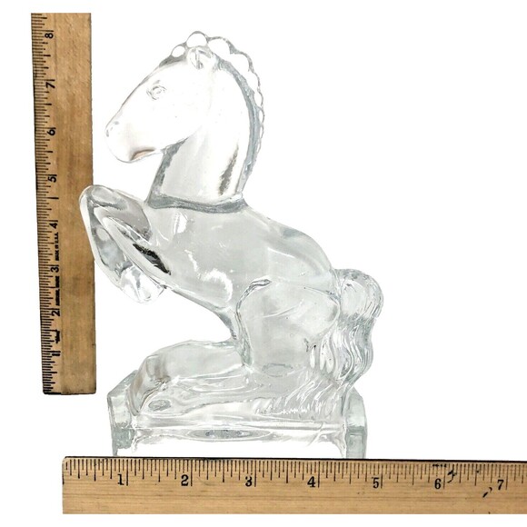 LE Smith Glass Horse Bookends Clear Equestrian Vintage MCM 8" tall Set of 2 - Picture 12 of 12